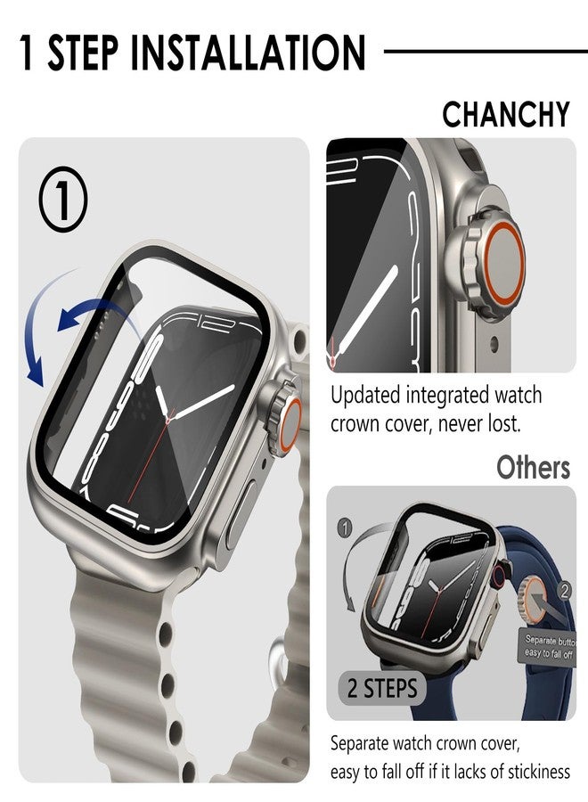 غطاء حماية شاشة مقاوم للماء من Ultra Look - Fullife 2 في 1 متوافق مع ساعة Apple Watch Series 6 مقاس 44 مم، غطاء حماية أمامي وخلفي لساعة iWatch SE2/SE Series 6 5 4 للرجال والنساء، (44 مم تيتانيوم) - Image 3